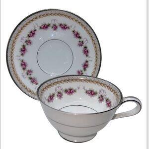 RC TEACUP & SAUCER VINTAGE 1960s PATTERN NORITAKE 564 VICTORIAN ROSES LAUREL